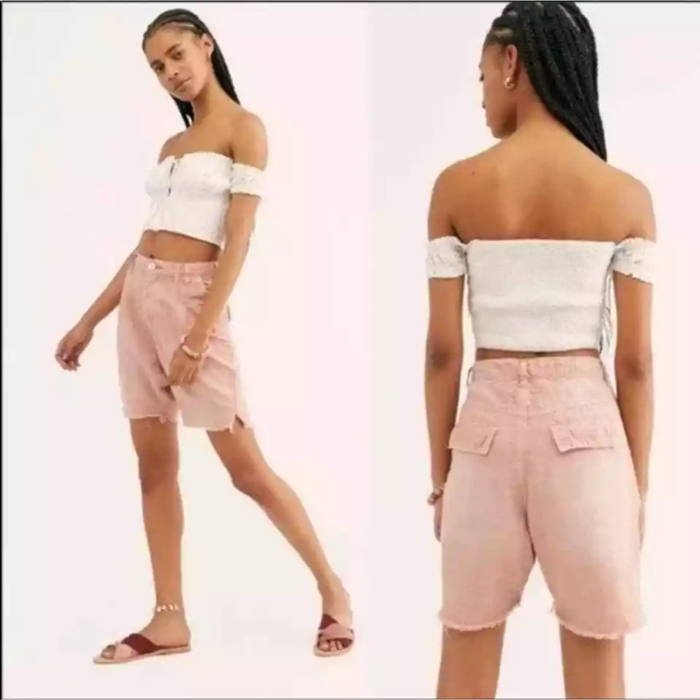 Free People Utility Shorts in Braided Rose